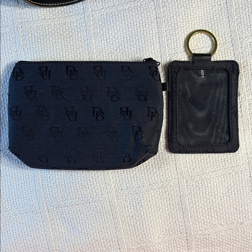 Dooney and Bourke Black and Gray Canvas Tote with Matching Key Ring and Pouch - Picture 9 of 10